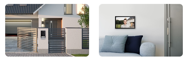 obrázek EZVIZ HP7 2-Entry Kit venku a uvnitř