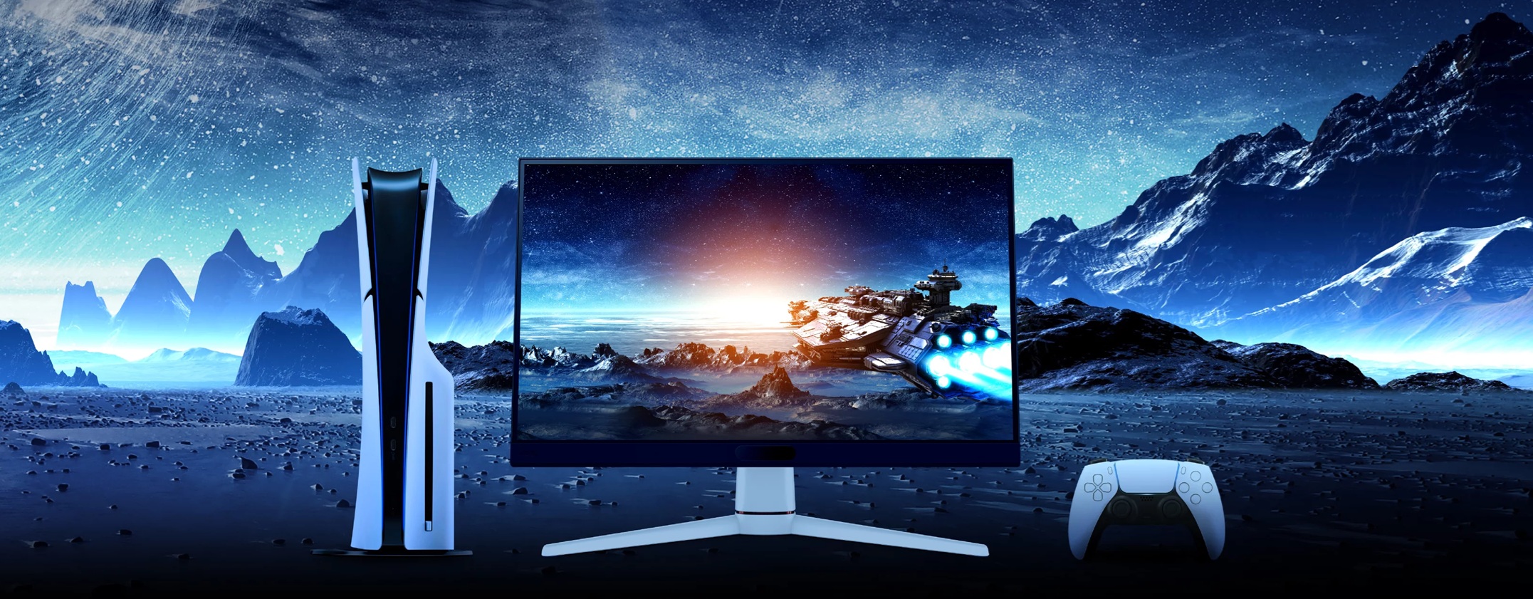 obrázek herní monitor BenQ Mobiuz EX251 s konzolí PS5