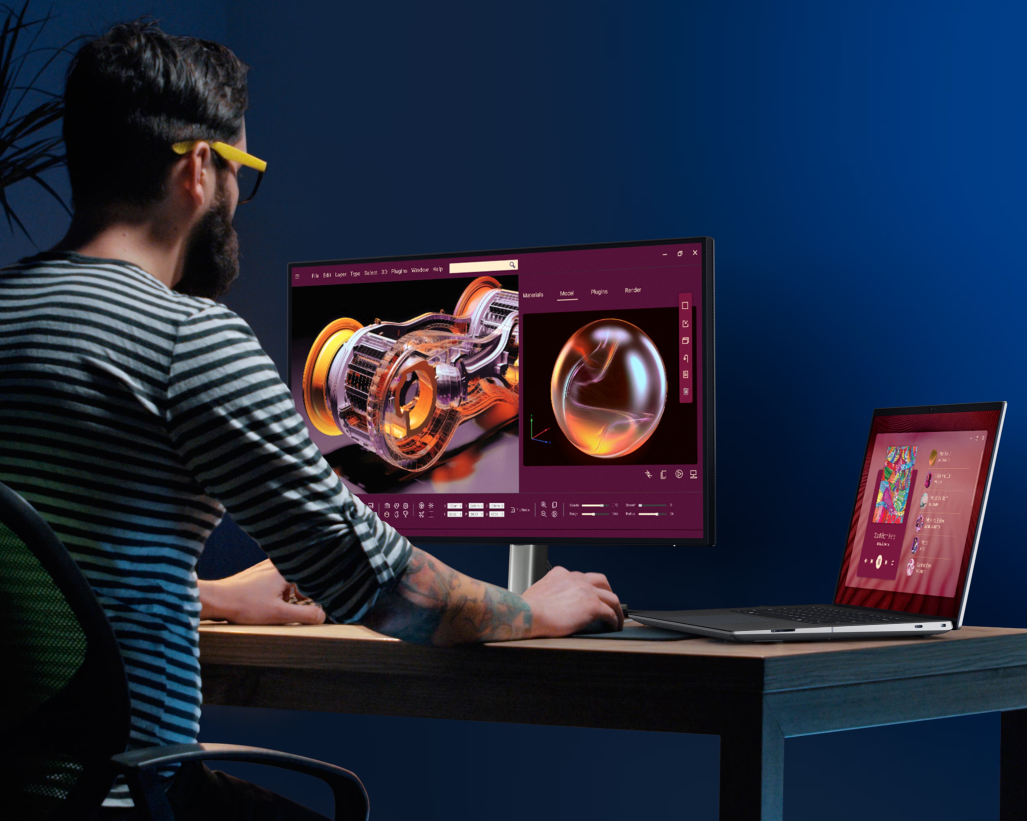obrázek grafické práce na monitoru Dell UltraSharp U2725QE