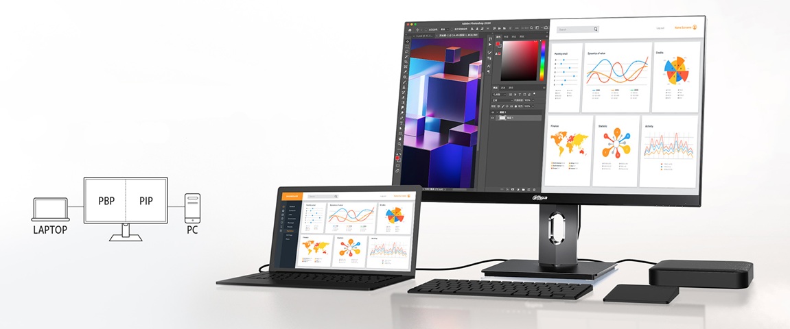 obrázek monitor Dahua LM27-U401A připojení periferií