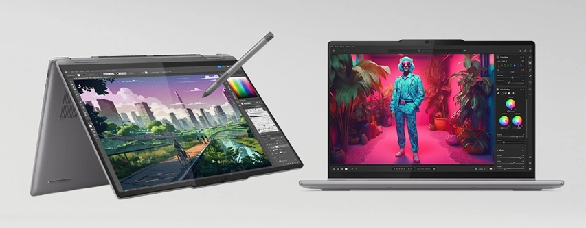 obrázek notebook Lenovo Yoga 7 2v1 v různých režimech