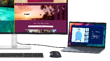 obrázok monitor Dell 34 Plus 4K S3425DW pripojený k notebooku