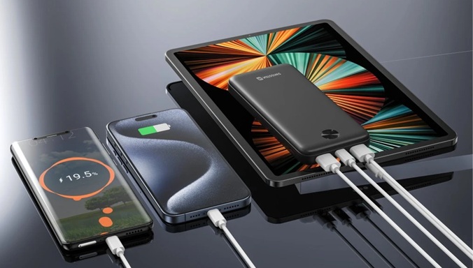 obrázek powerbanka SWISSTEN WORX PRO 10000mAh napájí zařízení