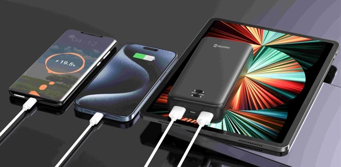 obrázek powerbanka SWISSTEN WORX PRO 20000mAh napájí další zařízení