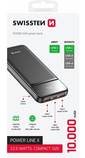 obrázek powerbanka SWISSTEN POWER LINE II 10000mAh