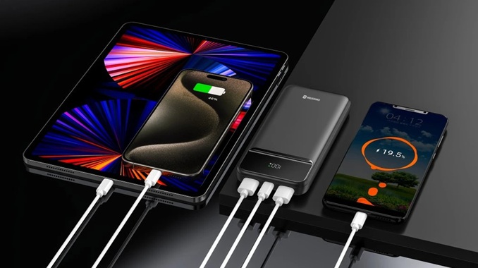 obrázek powerbanka SWISSTEN POWER LINE II 10000mAh nabíjí další zařízení