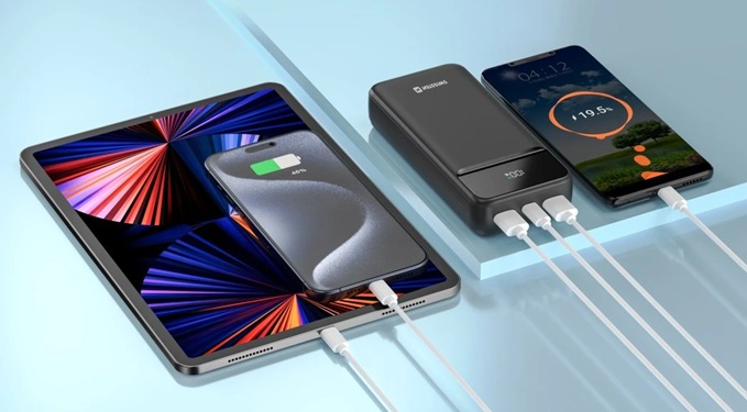obrázek powerbanka SWISSTEN POWER LINE II 20000mAh nabíjí další zařízení