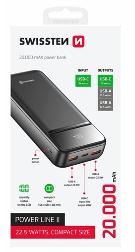 obrázek powerbanka SWISSTEN POWER LINE II 20000mAh