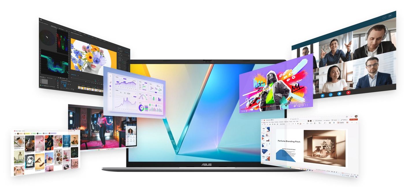 obrázek notebook ASUS Vivobook S16 S3607 různé aplikace