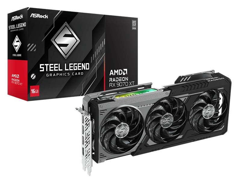 obrázek grafická karta ASROCK AMD Radeon RX 9070 XT Steel Legend