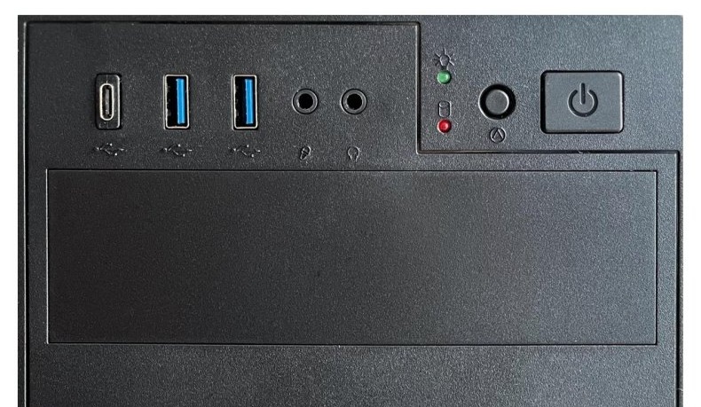 PC skříň Eurocase ML M6-505B USB-C detail konektory