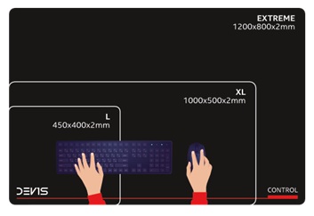 DEV1S CONTROL přehled velikostí