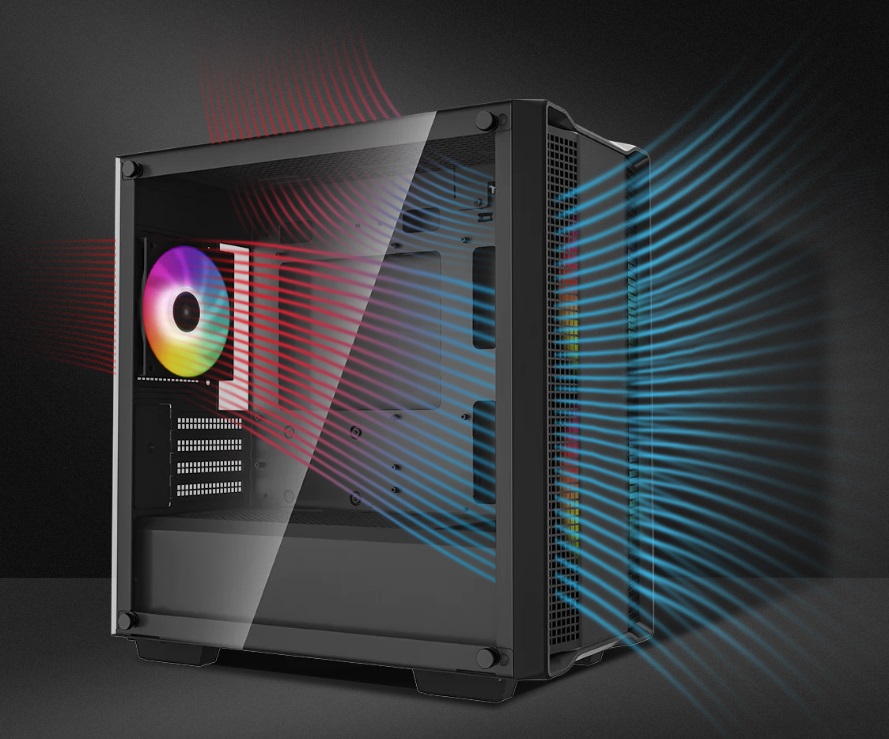 obrázek skříň DEEPCOOL CC360 ARGB proudění vzduchu