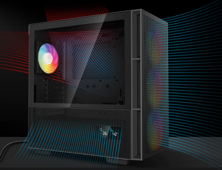 PC skříň DEEPCOOL CH560 DIGITAL proudění vzduchu