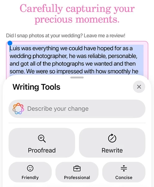 nástroj Writing Tools