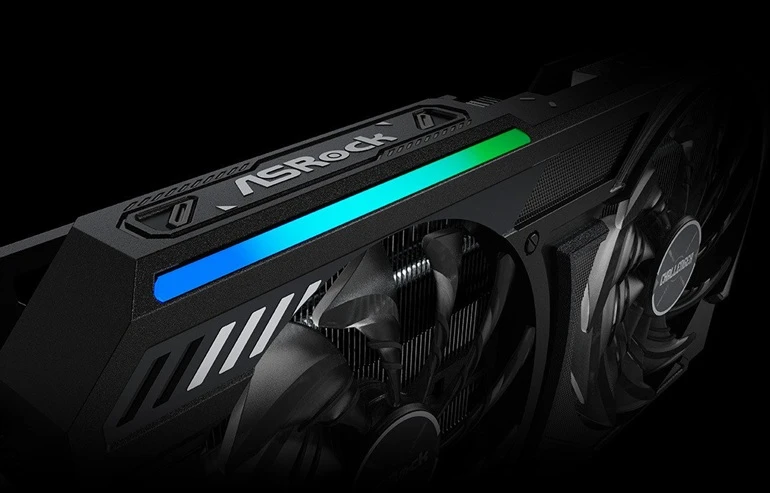 ASROCK AMD Radeon RX 9060 XT Challenger OC ppodsvícené prvky
