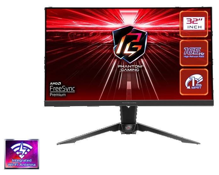 herní monitor ASRock PG32QF2B s integrovanoou wifi anténou