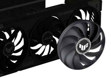 ASUS TUF GAMING Radeon RX 9060 XT OC axiální ventilátory