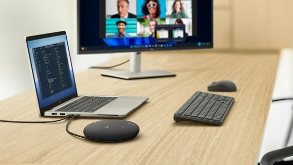 konferenční reproduktor Dell Pro SP325 na pracovním stole
