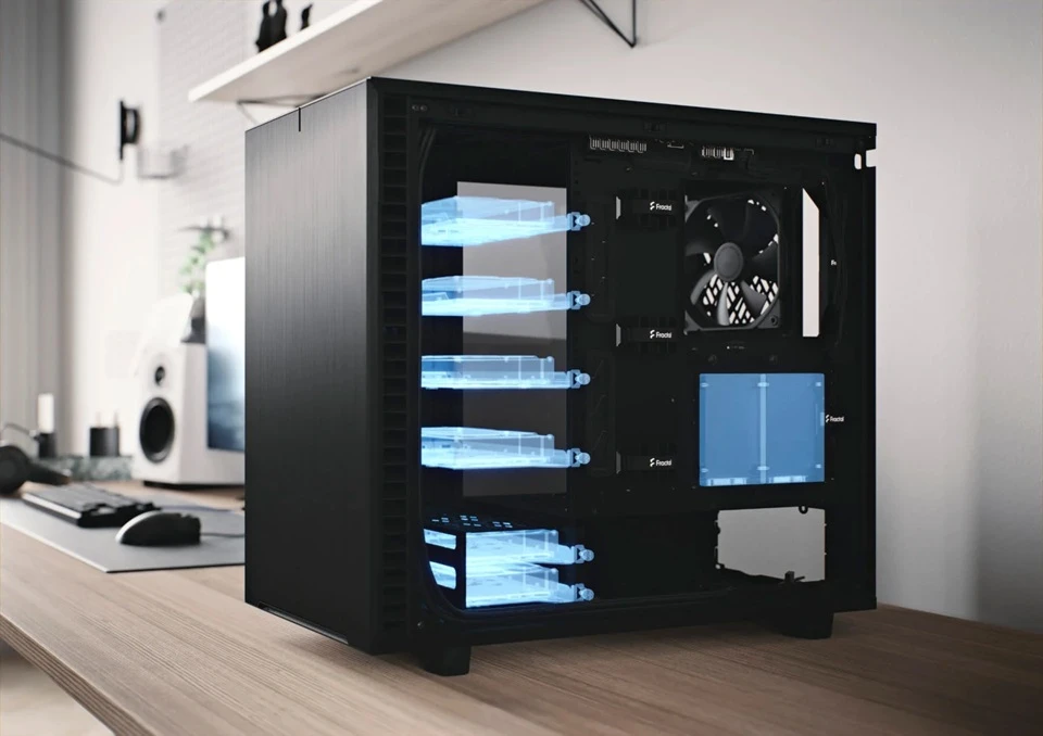 Fractal Design Define 7 Black Solid pozice pro disky