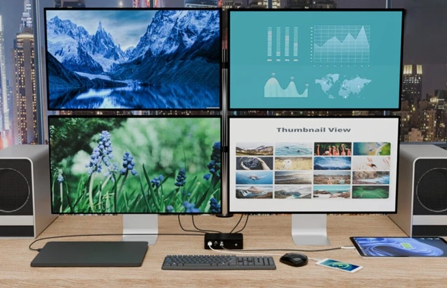 I-TEC Thunderbolt 5 Quattro Display Dock se 4 monitory