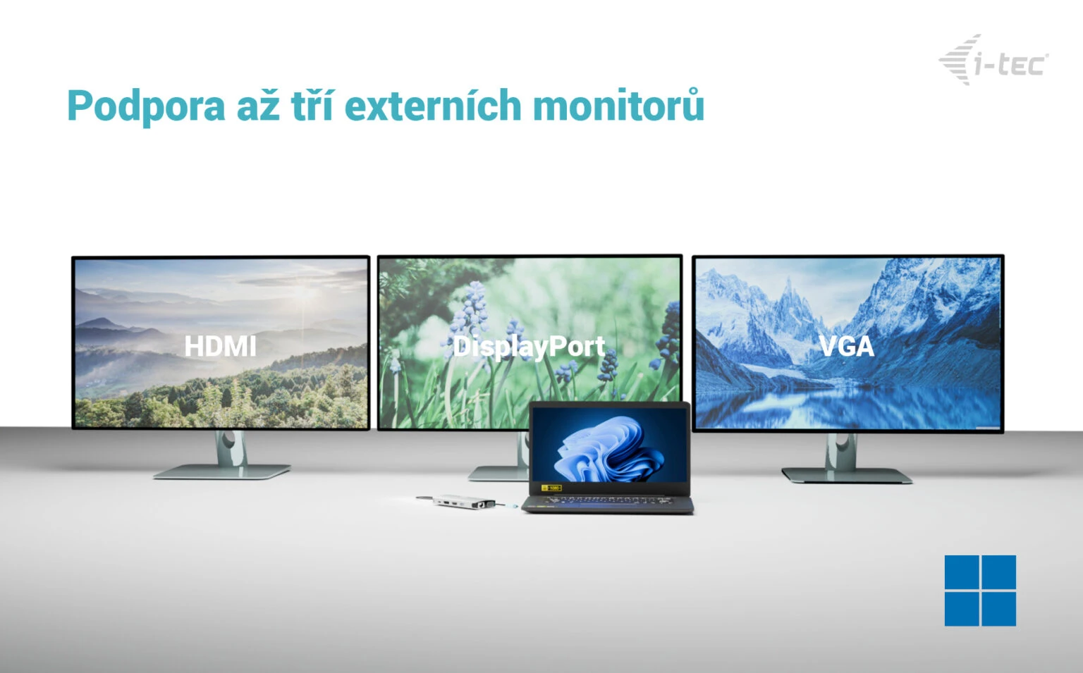 Podpora až tří monitorů