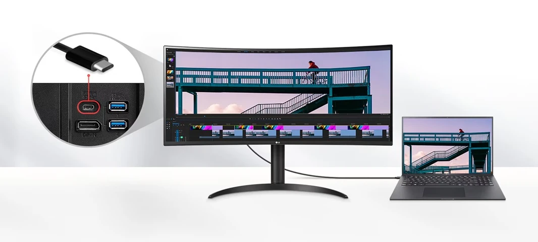 LG UltraWide 34WR55QK-B konektivita