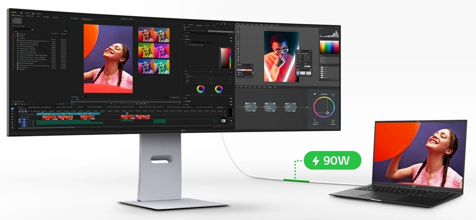 monitor LG UltraWide 49U950A-W napájení notebooku