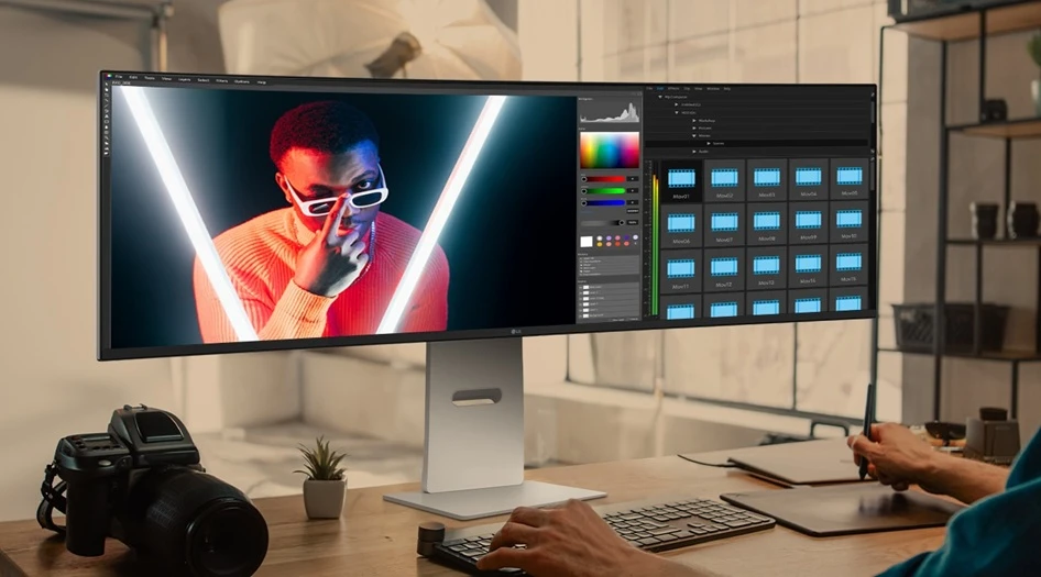 monitoe LG UltraWide 49U950A-W editace videa