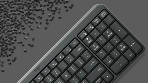 Logitech K250 ekologická konstrukce z plastových dílů
