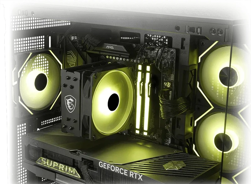 CPU chladič MSI MAG COREFROZR AA13 v PC skříni