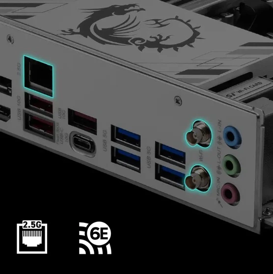 MSI B850M GAMING PLUS WIFI6E konektory detail