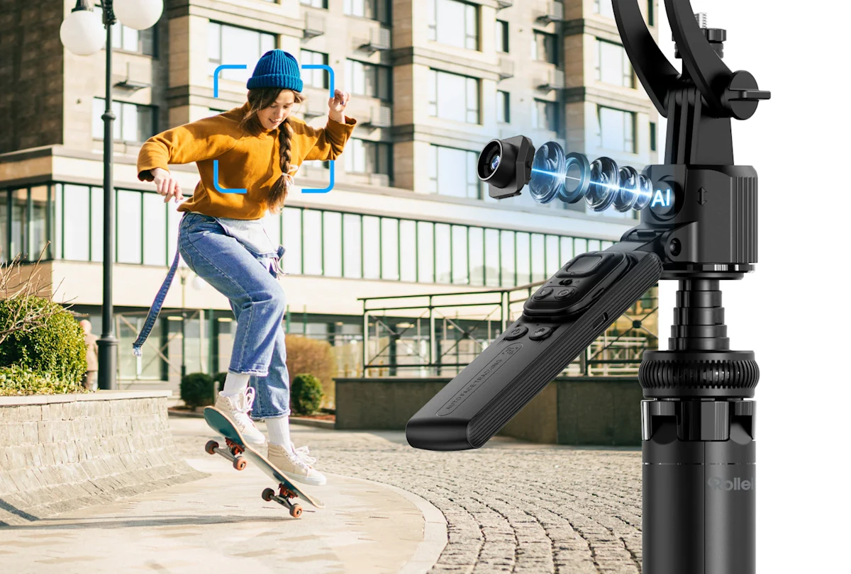 stativ a dívka na skateboardu