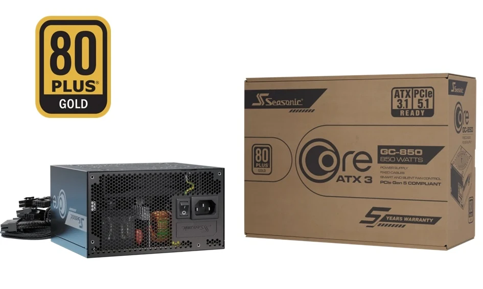 napájecí zdroj Seasonic Core GC-850 s certifikací 80 PLUS Gold