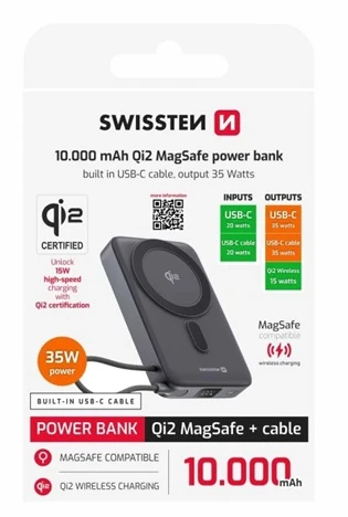 powerbanka SWISSTEN MagSafe Qi2 10000 mAh 15 W