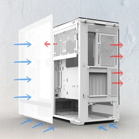 PC skříň ZALMAN P40 Prism Plus proudění vzduchu