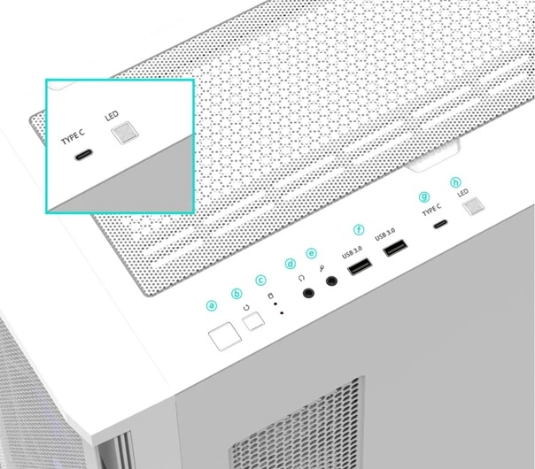 PC skříň ZALMAN Z10 Duo White panel s konektory