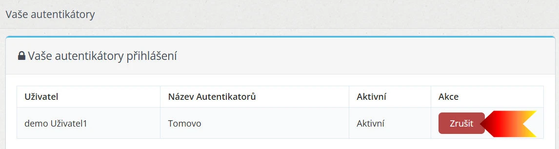 Odstranění autentikátoru