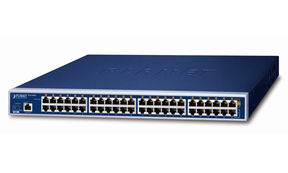 Planet POE-2400G PoE injektor IEEE802.3at, 24x 1000Base-T Gigabit, PoE 440W, PING watchdog+scheduler