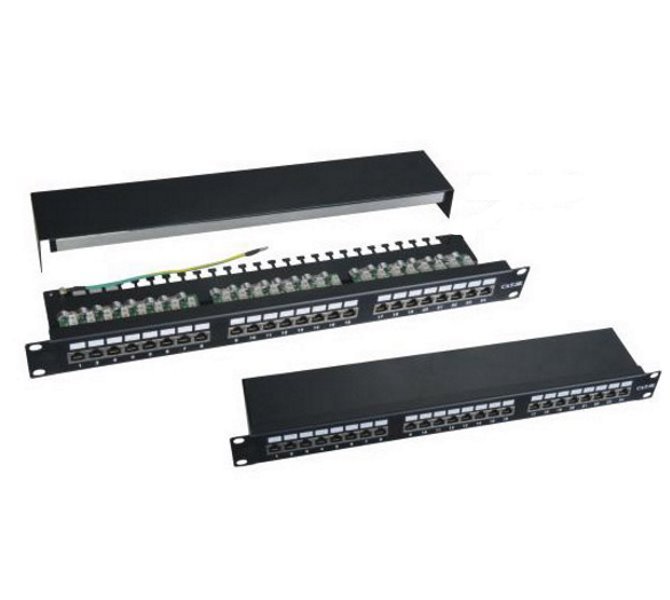 Patch panel 19", 24 portů, stíněný, C5E,dual, 2xAu