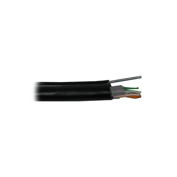 Kabel UTP, drát, 4pár, Cat 5e, PE+PVC venkovní dvouplášť, ocelové nosné lanko, Fca (balení 305m)