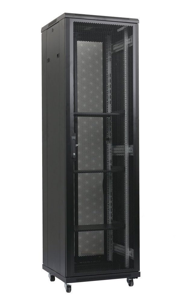 47U/800x1000 stojanový, černý, perforované dveře a záda