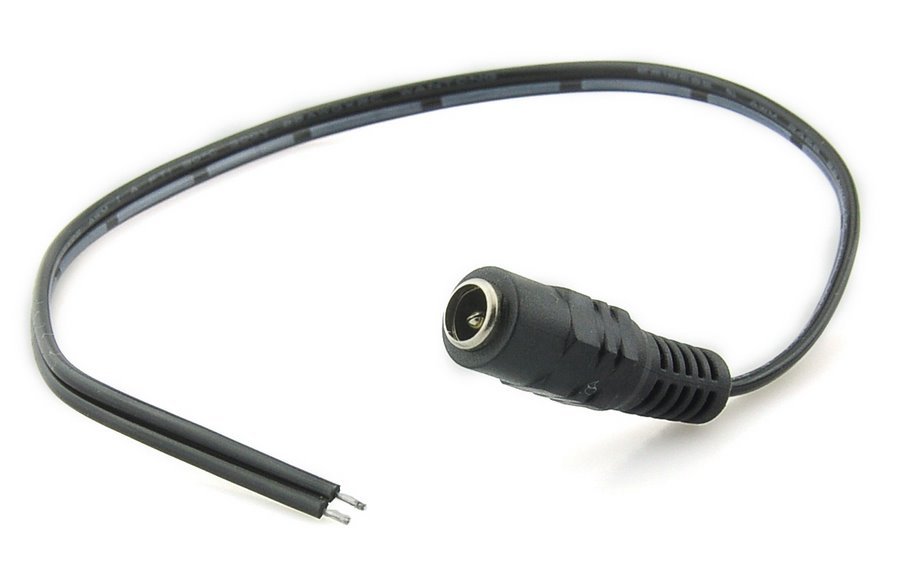 Napájecí kabel/pigtail s jedním napájecím konektorem (2,1mm samice) ke zdroji, 50cm