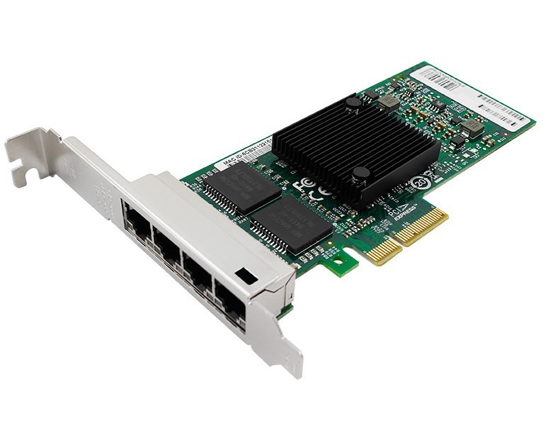 PCI-E síťová karta, 1Gbps, 4x RJ45, Intel Pro/1000 (Intel 82580EB), PCI-E 4x