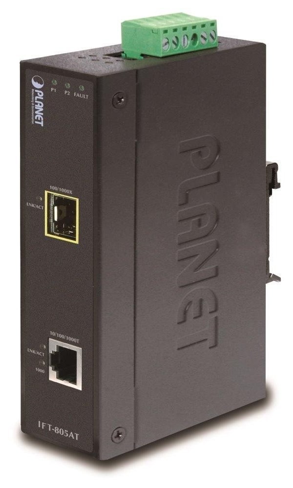 Planet IFT-805AT optický konvertor, SFP, DIN, IP30, -40 až 75 st.C