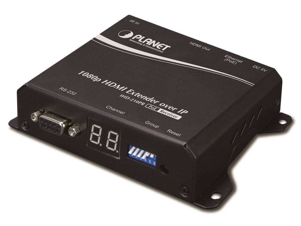 Planet IHD-210PR, HDMI video extender, přijímač, FullHD, H.264, multicast,IR, napájení PoE