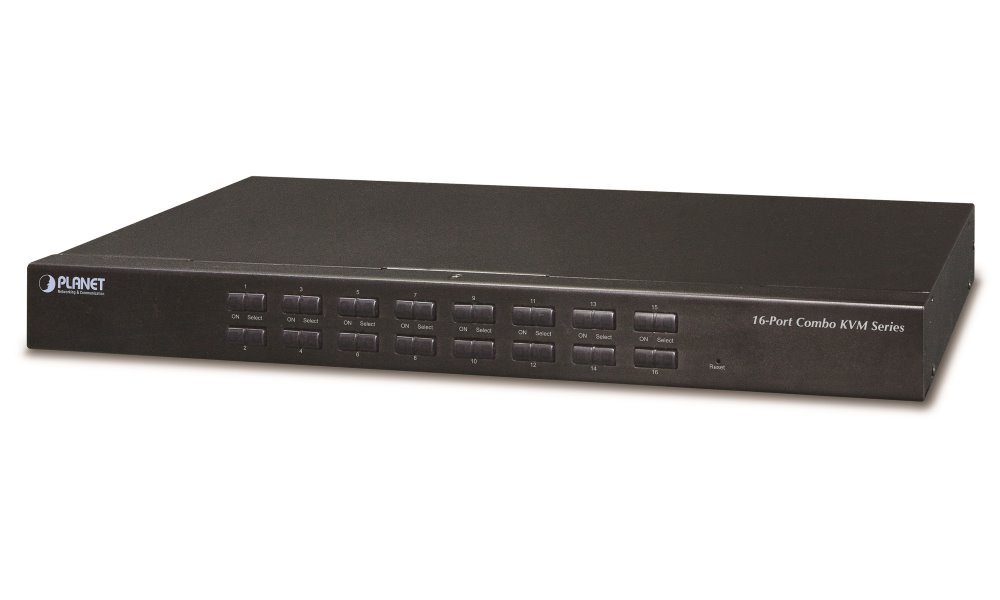 Planet KVM-210-16 přepínač 16 portů, hot-keys, OSD, 2x USB