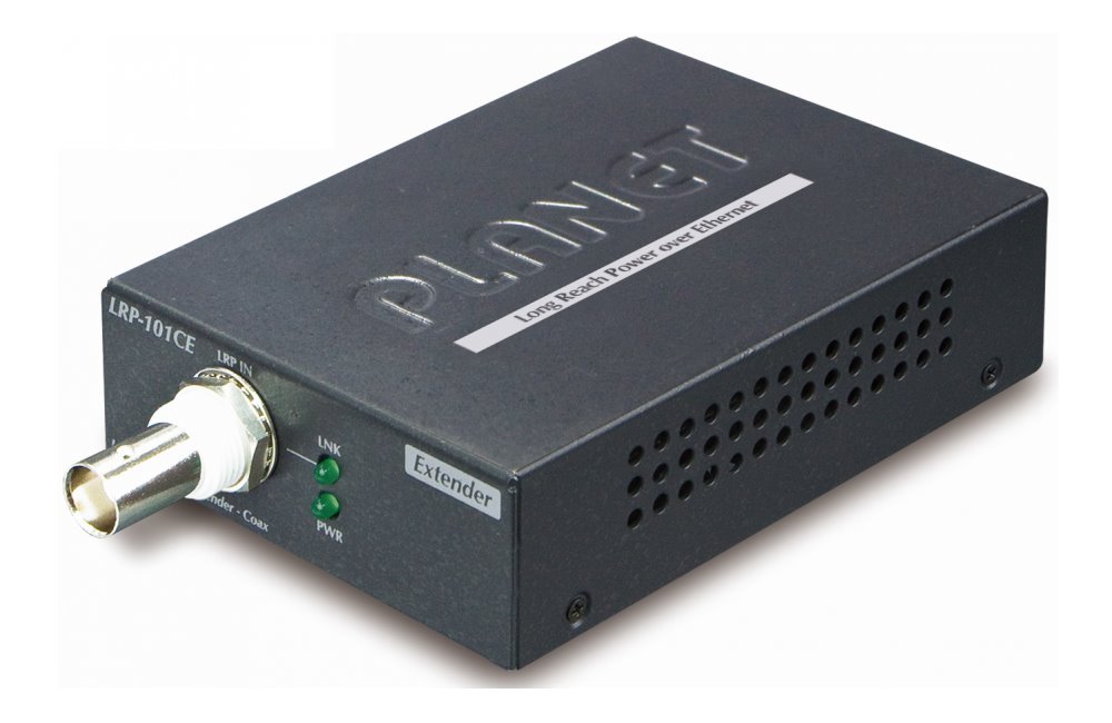 Planet LRP-101CE, COAX extender, slave, 100Base-TX, PoE IEEE802.3at-30W,EFT+ESD, dosah 1km, -20 až 70°C