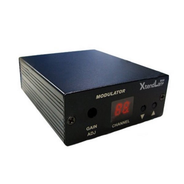 TV modulátor video+audio, laditelný, LED displej, 100dBuV, UHF, PAL D/K, 51.-95. kanál
