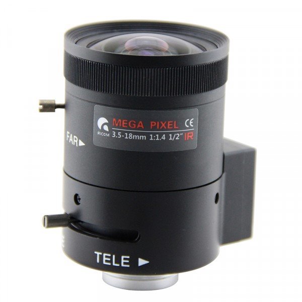 Objektiv 1/2",Vari-focal, DC Drive,3.5-18mm, C-mount, IR přizpůsobení, do 2Mpix